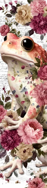 Free printable frog bookmark featuring left sideview frog with classic light background